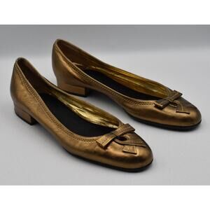 Claudia Ciuti Bronze Metallic Leather Loafer Flats, Size 9.5